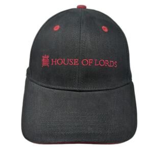 House of Lords Baseball Cap Black One Size Embroidered Logo Slideback Strap Hat
